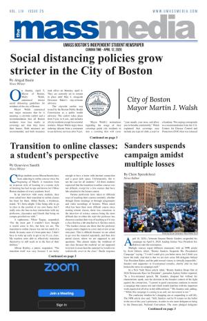 Social Distancing Policies Grow Stricter in the City of Boston by Abigail Basile News Writer