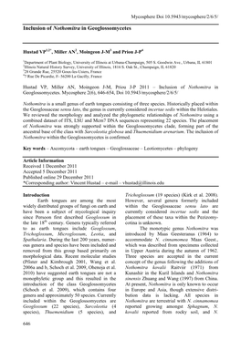 Inclusion of Nothomitra in Geoglossomycetes