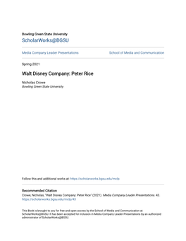 Walt Disney Company: Peter Rice