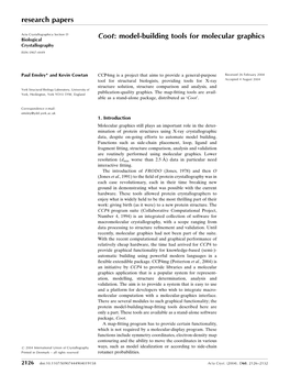 Coot: Model-Building Tools for Molecular Graphics Crystallography ISSN 0907-4449