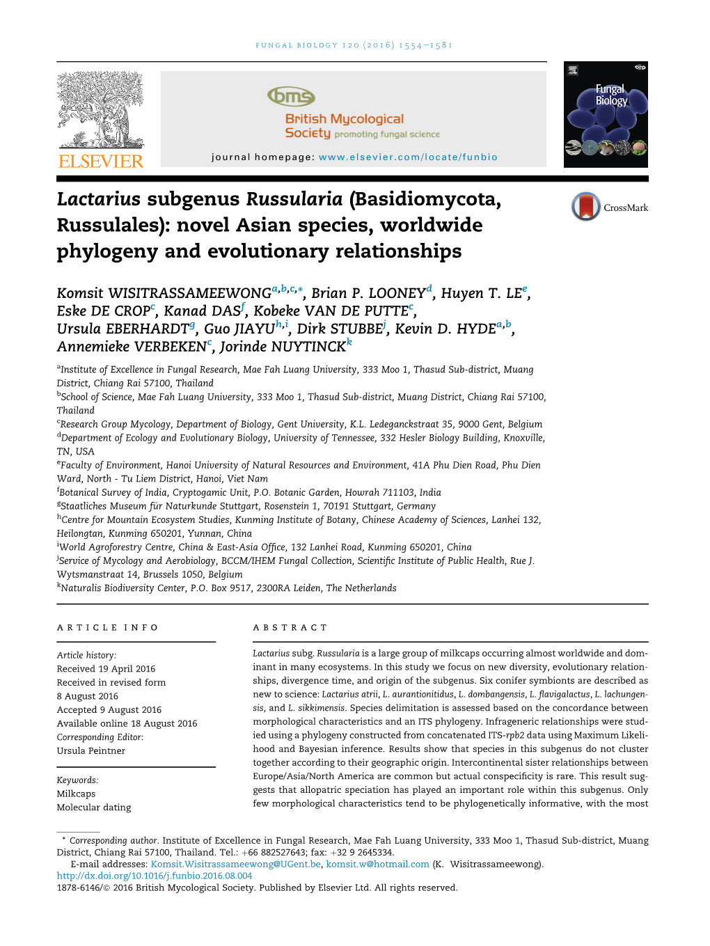 Novel Asian Species, Worldwide Phylogeny and Evolutionary Relationships