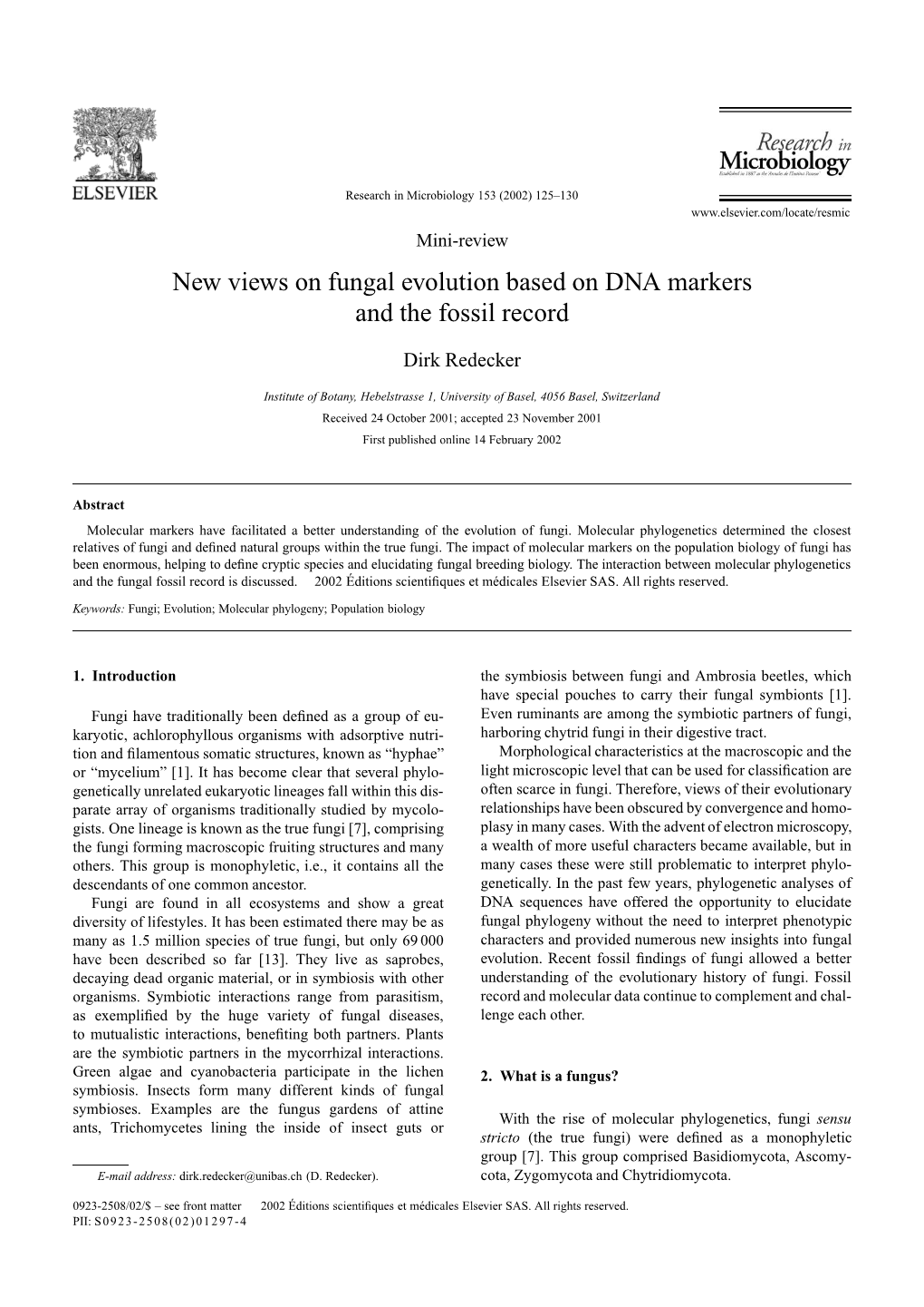 New Views on Fungal Evolution Based on DNA Markers and the Fossil Record