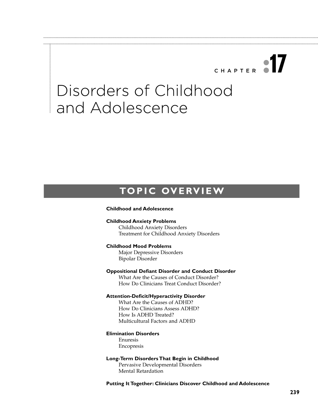 Disorders of Childhood and Adolescence