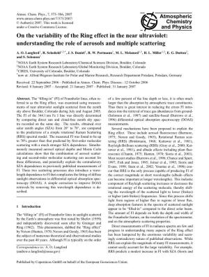 On the Variability of the Ring Effect in the Near Ultraviolet: Understanding the Role of Aerosols and Multiple Scattering