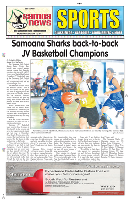 Samoana Sharks Back-To-Back JV Basketball Champions