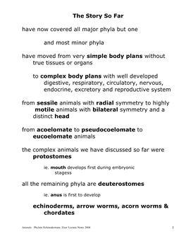 Phylum Echinodermata; Ziser Lecture Notes 2008 1 Phylum: Echinodermata Means “Prickly Skin”