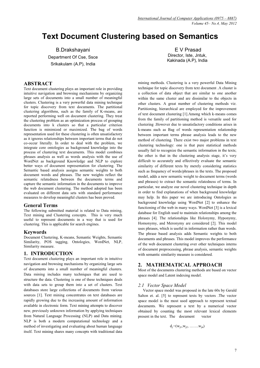 Text Document Clustering Based on Semantics