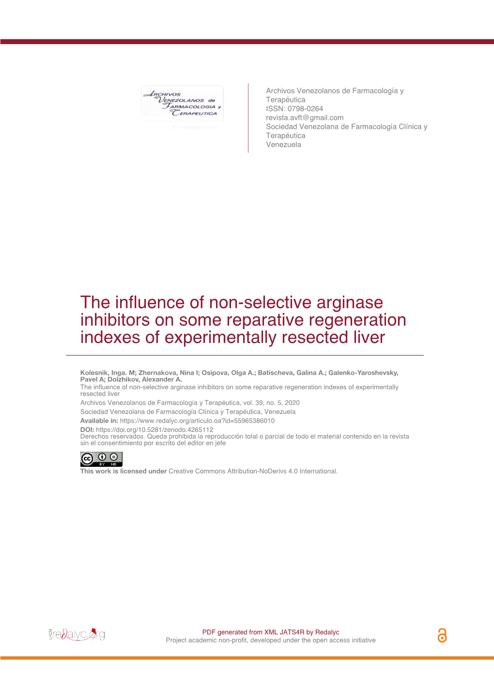 The Influence of Non-Selective Arginase Inhibitors on Some Reparative Regeneration Indexes of Experimentally Resected Liver