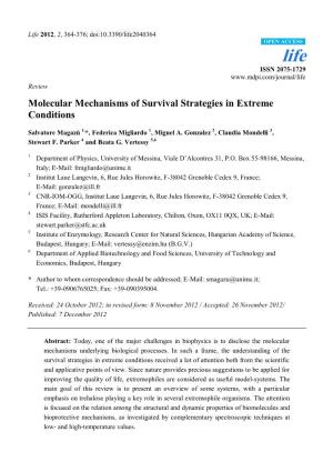 Molecular Mechanisms of Survival Strategies in Extreme Conditions