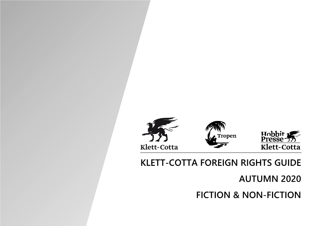 Klett-Cotta Foreign Rights Guide Autumn 2020 Fiction & Non-Fiction