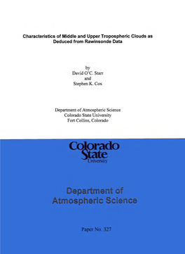 Characteristics of Middle and Upper Tropospheric Clouds As Deduced from Rawinsonde Data