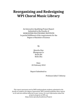 Reorganizing and Redesigning WPI Choral Music Library