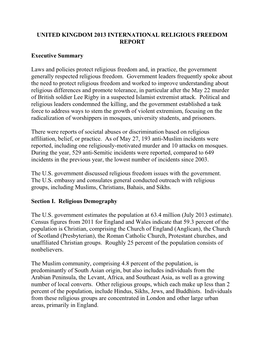 United Kingdom 2013 International Religious Freedom Report
