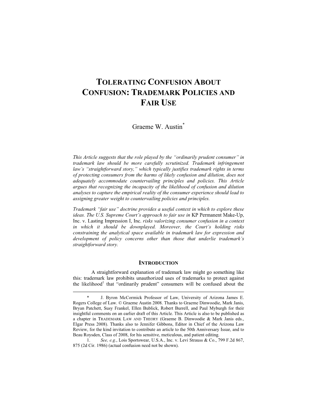 Tolerating Confusion About Confusion: Trademark Policies and Fair Use