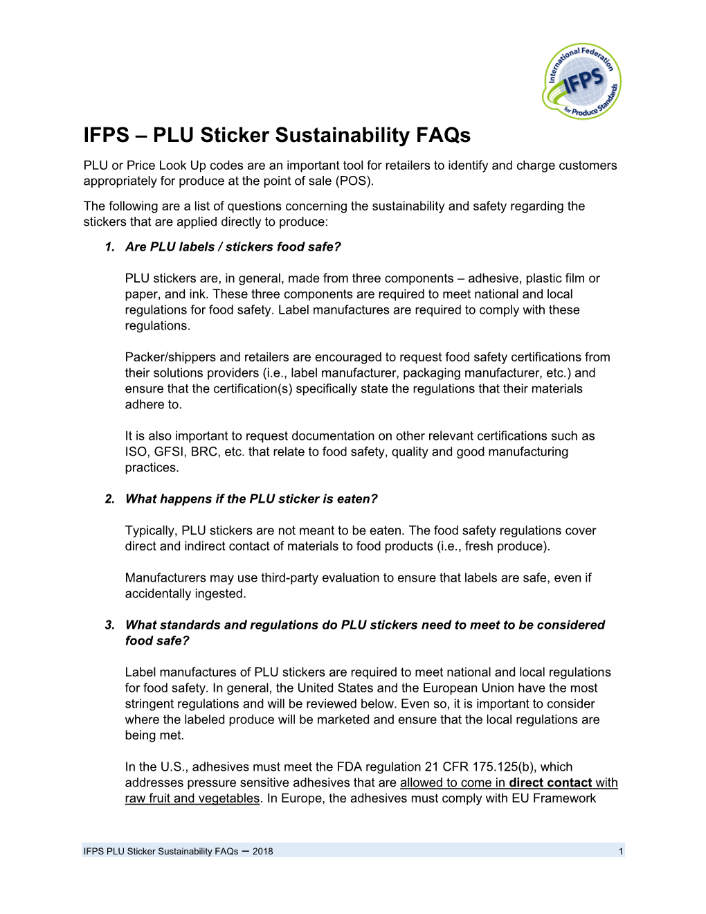 IFPS – PLU Sticker Sustainability Faqs