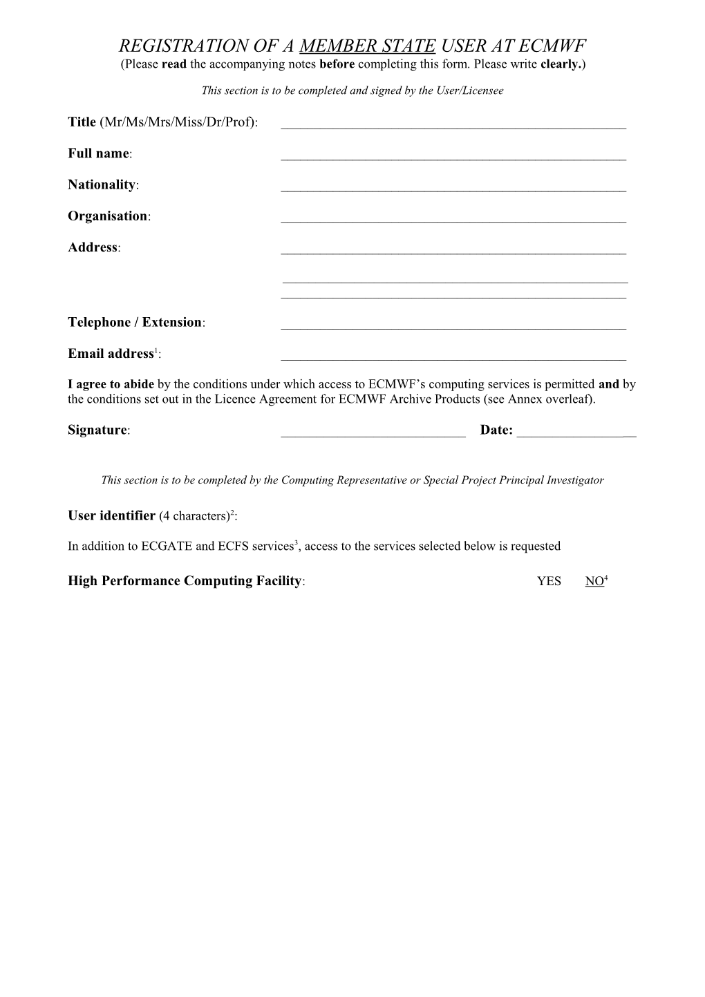 Registration of Ms User at Ecmwf