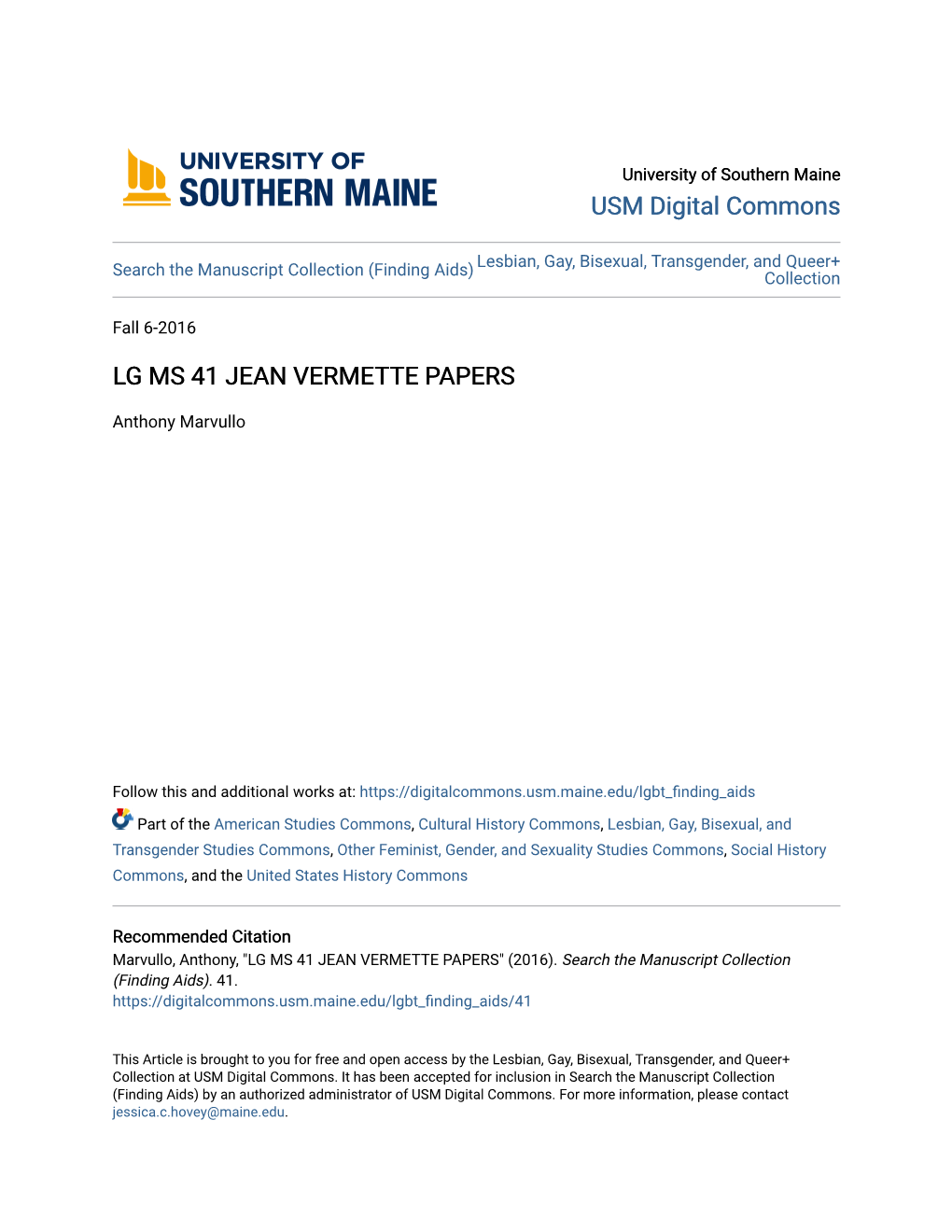 Lg Ms 41 Jean Vermette Papers