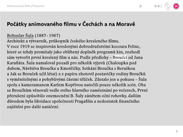 Počátky Animovaného Filmu V Čechách a Na Moravě