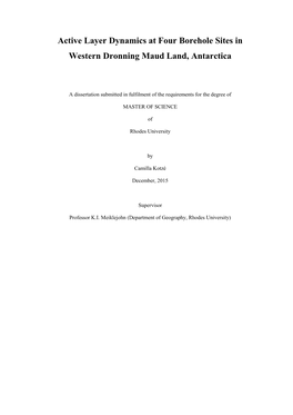 Active Layer Dynamics at Four Borehole Sites in Western Dronning Maud Land, Antarctica
