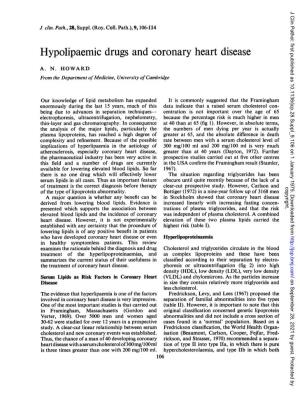 Hypolipaemic Drugs and Coronary Heart Disease