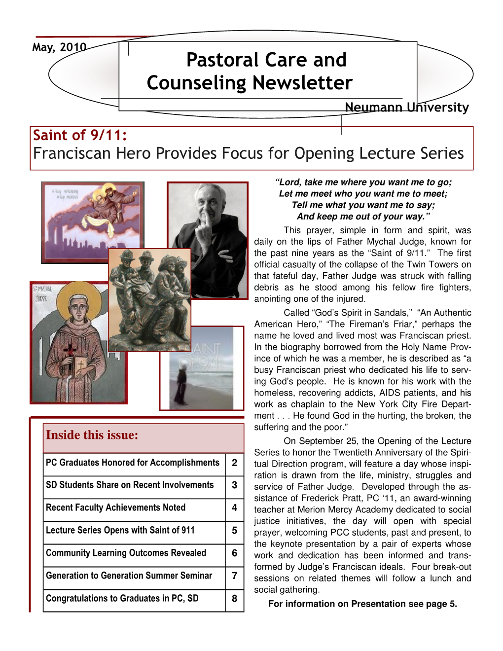 Pastoral Care and Counseling Newsletter Mrs