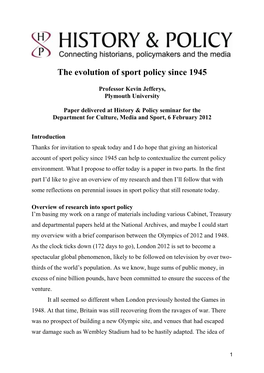 Sport and Politics Operated in Entirely Separate Compartments Before 1945