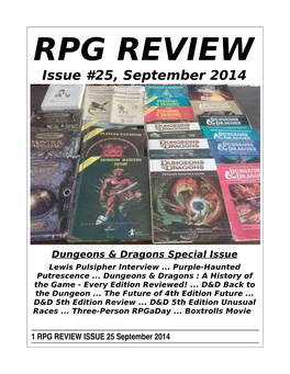 RPG Review, Issue 25, September 2014