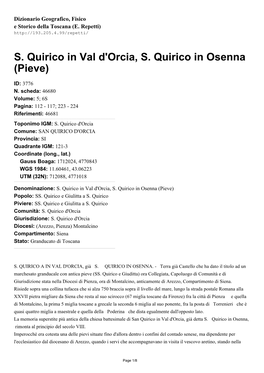 S. Quirico in Val D'orcia, S. Quirico in Osenna (Pieve)