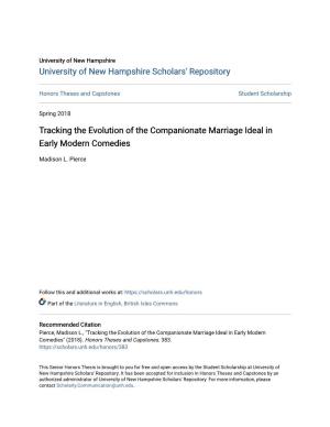 Tracking the Evolution of the Companionate Marriage Ideal in Early Modern Comedies
