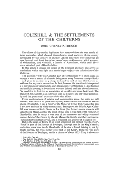 Coleshill & the Settlements of the Chilterns