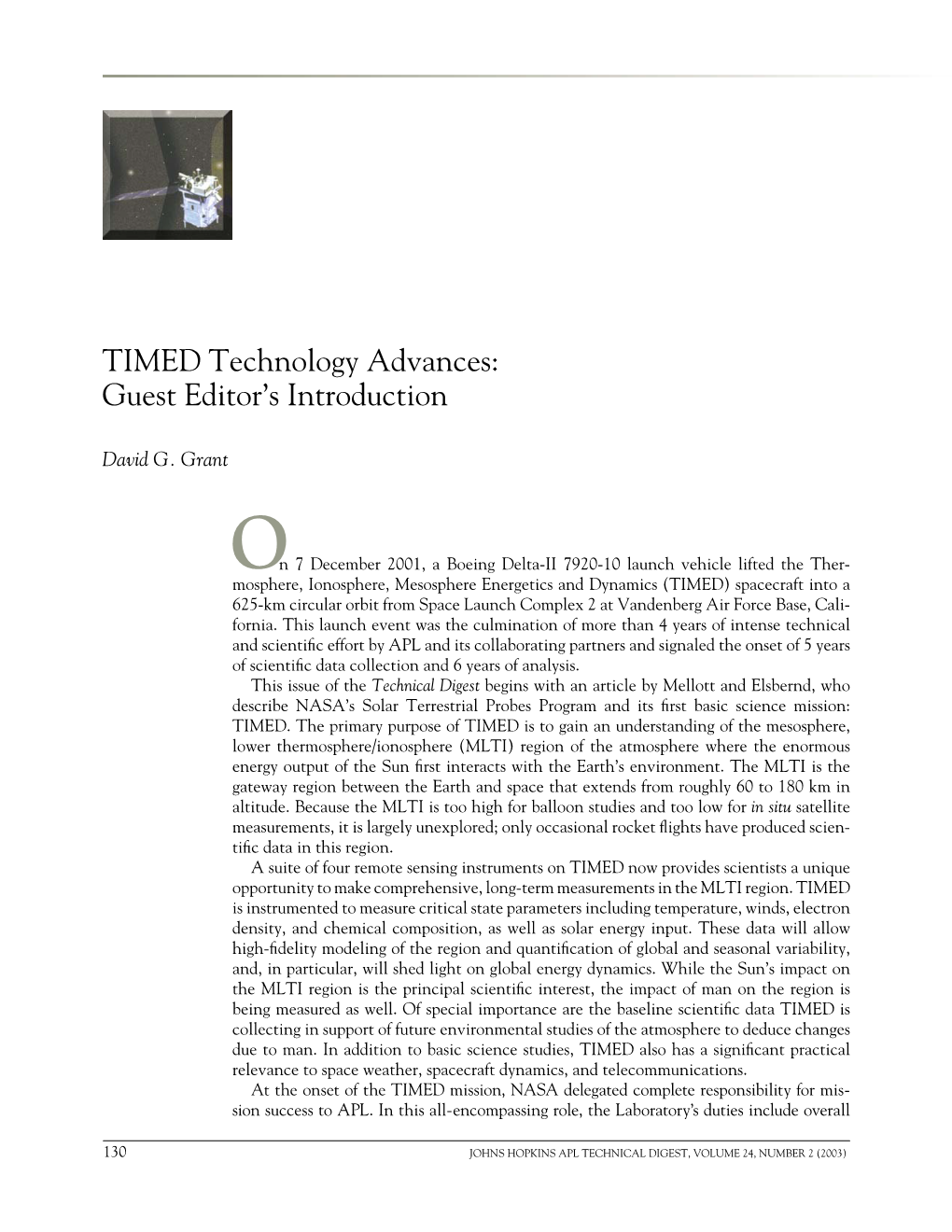 TIMED Technology Advances: Guest Editor's Introduction