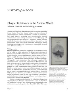 HISTORY of the BOOK Chapter 3. Literacy in the Ancient World