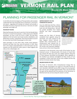 VERMONT RAIL PLAN Bulletin #2, March 2015