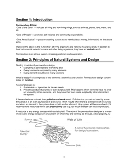 Introduction Section 2: Principles of Natural Systems and Design