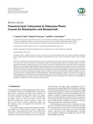 Nanostructural Colouration in Malaysian Plants: Lessons for Biomimetics and Biomaterials