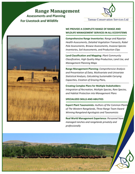 Range Management Assessments and Planning for Livestock and Wildlife