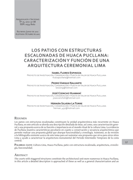 Los Patios Con Estructuras Escalonadas De Huaca Pucllana: Caracterización Y Función De Una Arquitectura Ceremonial Lima