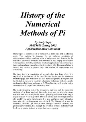 History of the Numerical Methods of Pi