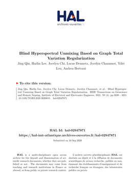 Blind Hyperspectral Unmixing Based on Graph Total Variation
