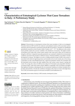 Characteristics of Extratropical Cyclones That Cause Tornadoes in Italy: a Preliminary Study