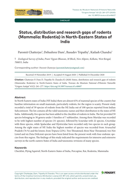 Status, Distribution and Research Gaps of Rodents (Mammalia: Rodentia) in North-Eastern States of India