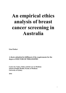 An Empirical Ethics Analysis of Breast Cancer Screening in Australia