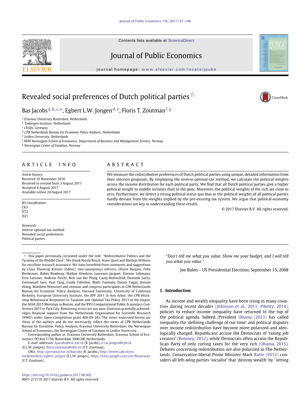 Revealed Social Preferences of Dutch Political Parties