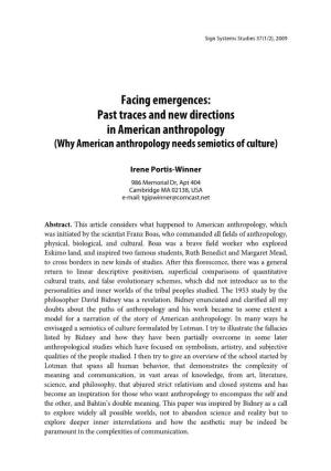 Past Traces and New Directions in American Anthropology (Why American Anthropology Needs Semiotics of Culture)