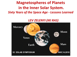 Magnetospheres of Planets in the Inner Solar System. Sixty Years of the Space Age - Lessons Learned