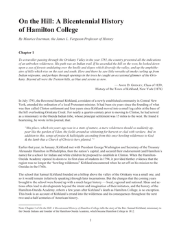 On the Hill: a Bicentennial History of Hamilton College by Maurice Isserman, the James L