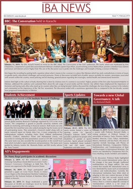 IBA NEWS IBA KARACHI | Issue 11 | February 2019 BBC: the Conversation Held in Karachi