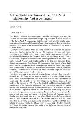 3. the Nordic Countries and the EU–NATO Relationship: Further Comments