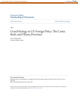 Grand Strategy in U.S. Foreign Policy: the Carter, Bush, and Obama Doctrines