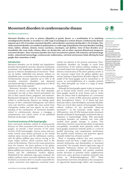 Movement Disorders in Cerebrovascular Disease
